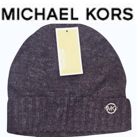 Michael Kors Grey Logo Cuff Beanie Hat